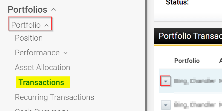 Portfolio Transactions Remove
