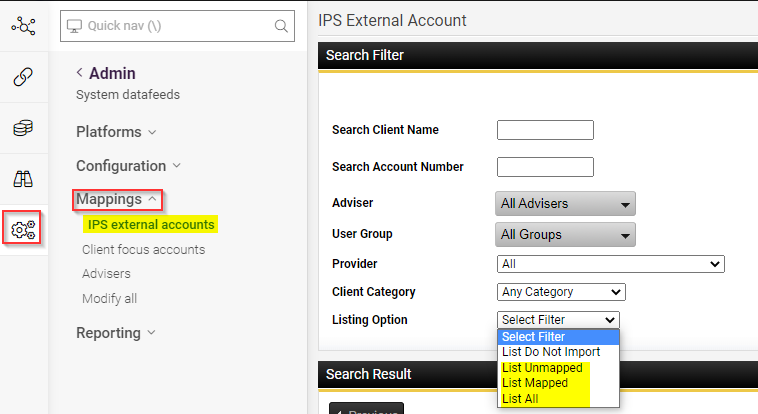 IPS External Account Multiple Clients