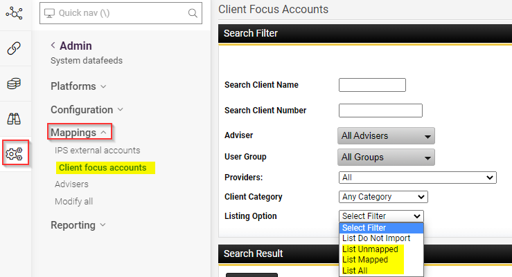 Client Focus Accounts Multiple Clients