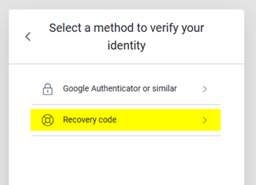 Recovery Code Entry