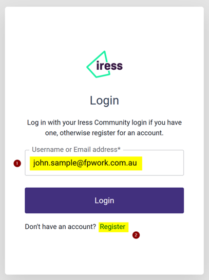 IressID Login Page