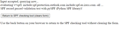 SPF record check results